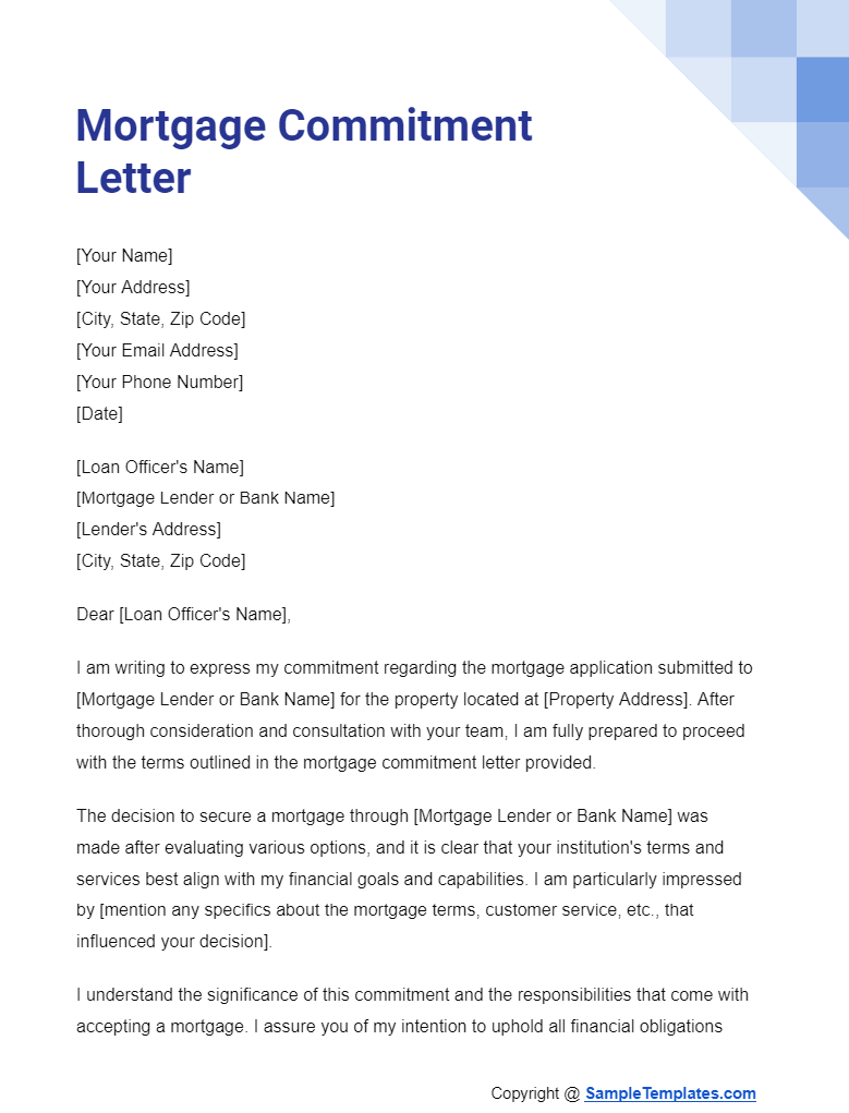 mortgage commitment letter