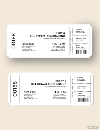 numbered fundraiser ticket template