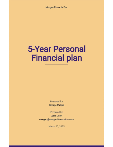 personal 5 year financial plan template