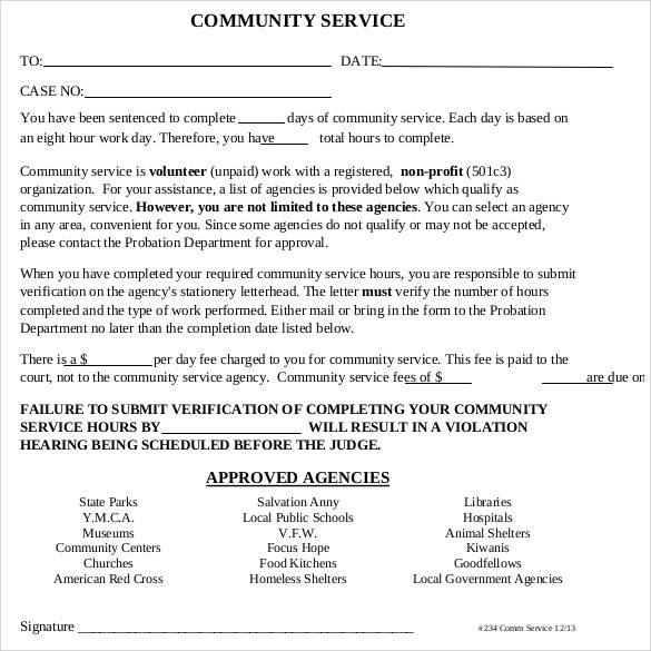 22  Community Service Letters to Download for Free Sample Templates