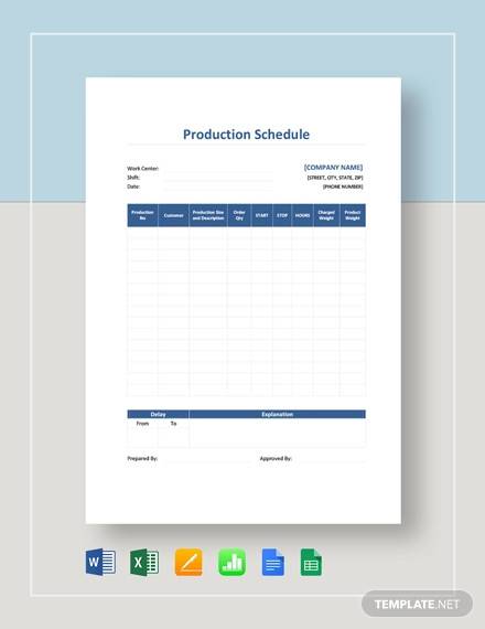 production schedule template