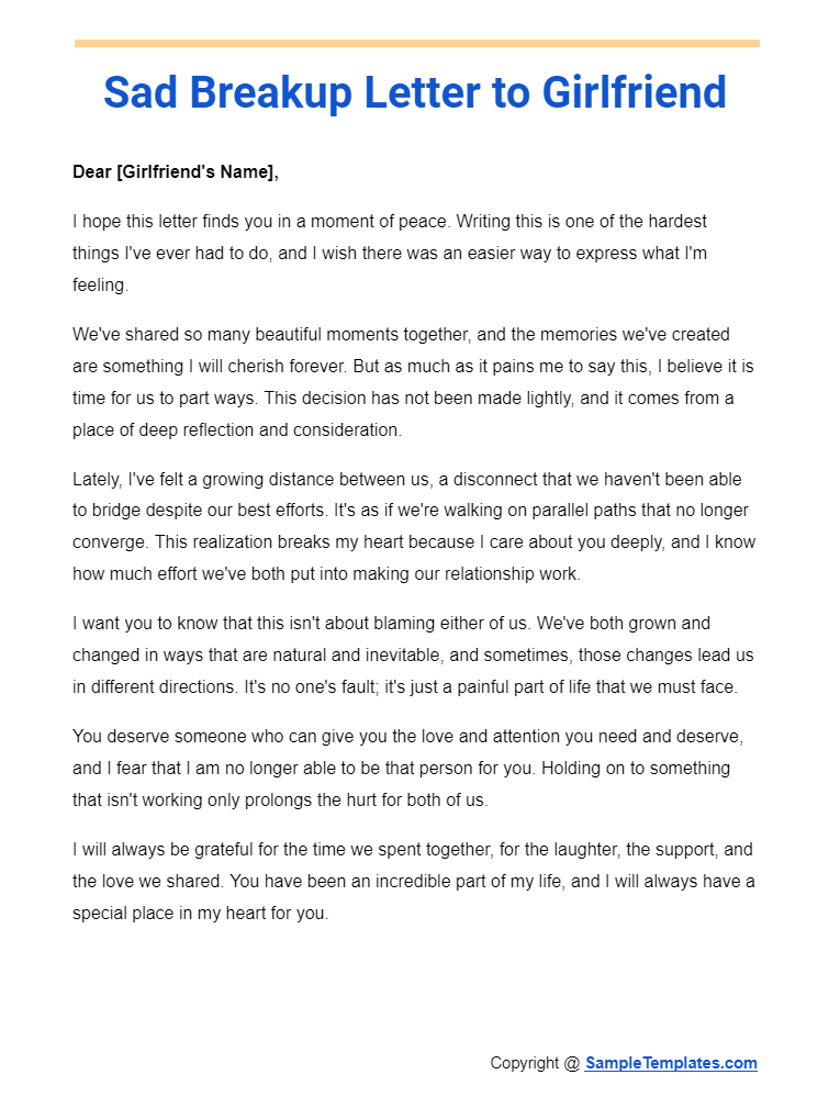 sad breakup letter to girlfriend