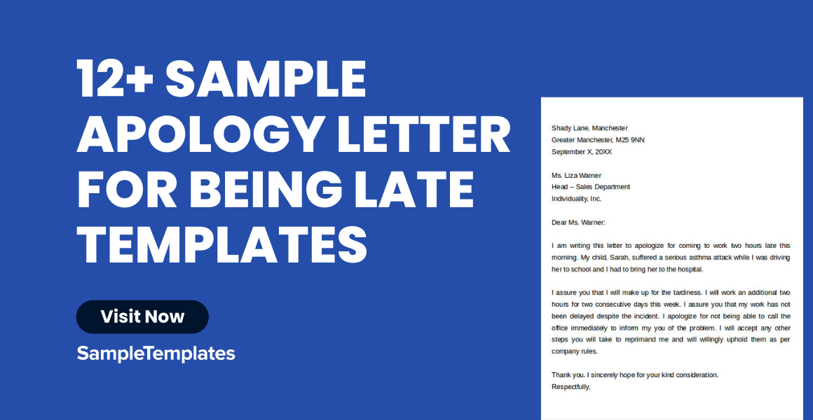 sample apology letters for being late templates