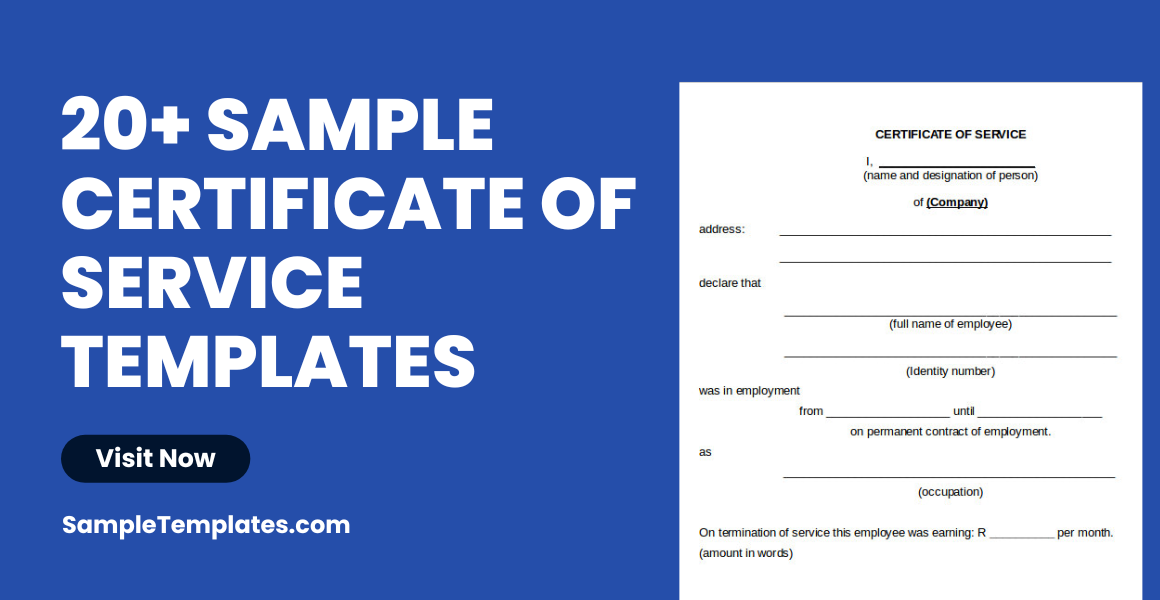 sample certificate of service templates