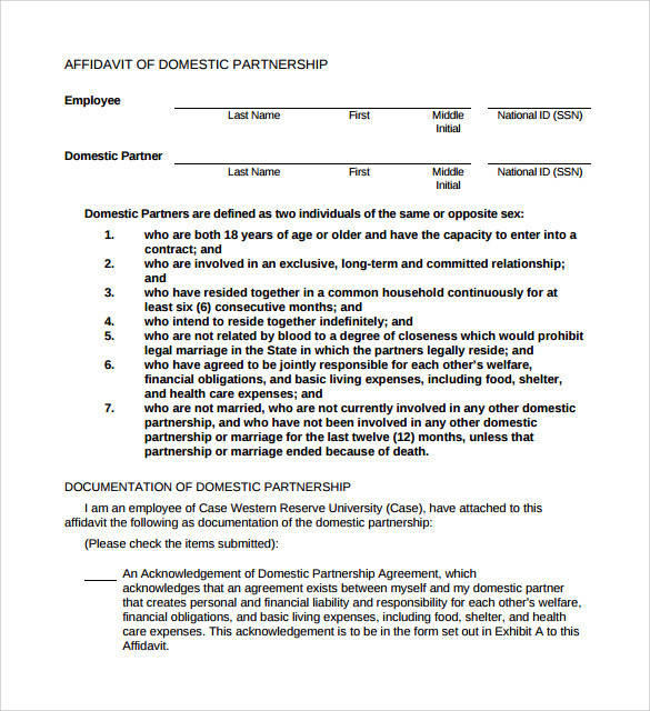 sample domestic partnership agreement