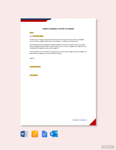sample friendly letter to a friend template