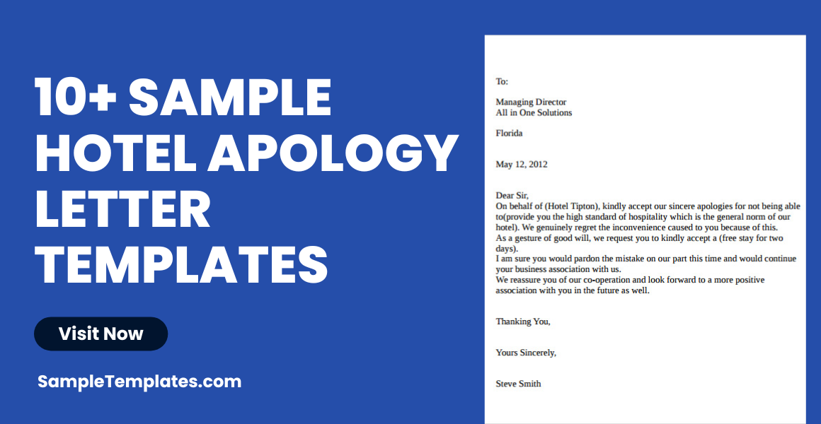 sample hotel apology letter template