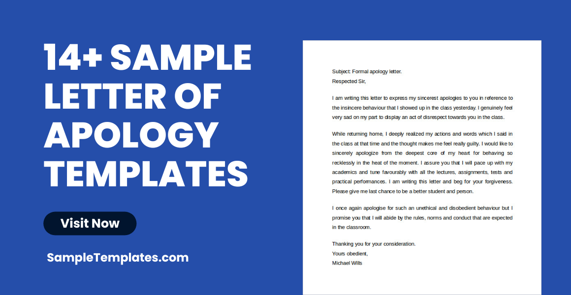 sample letter of apology templates