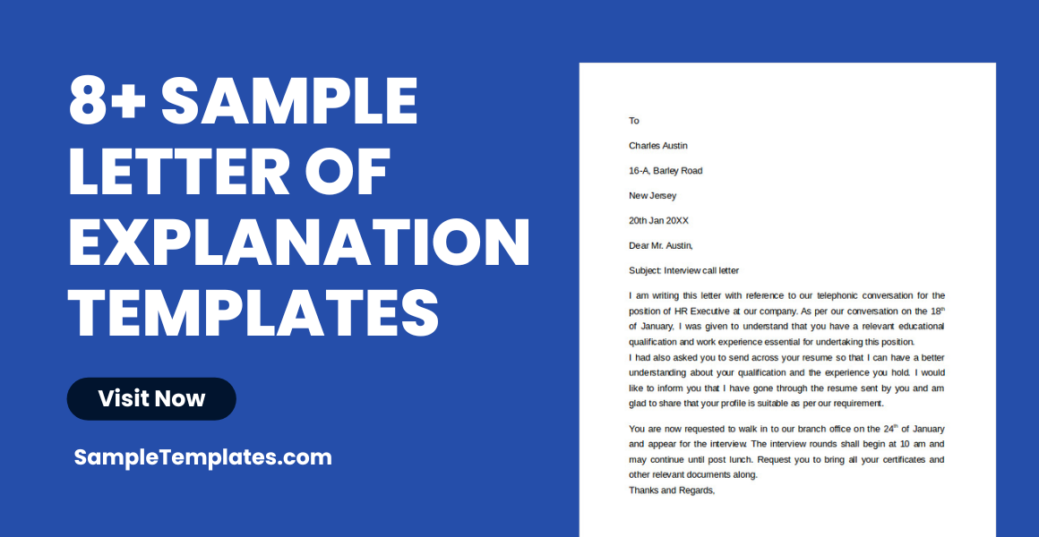 sample letter of explanation template