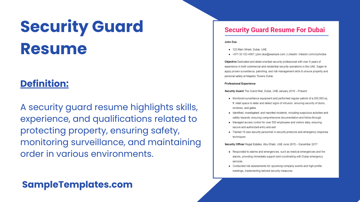 Security Guard Resume