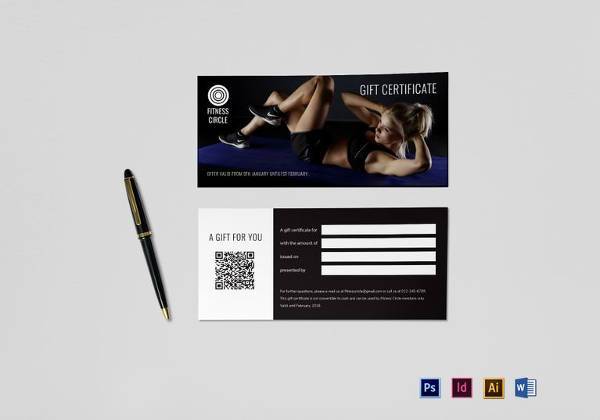 simple fitness gift certificate template