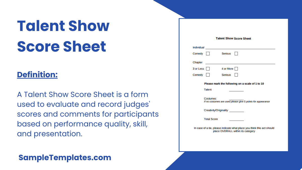 Talent Show Score Sheet