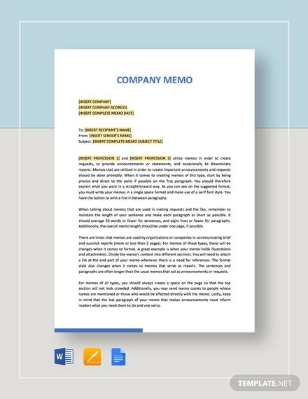 FREE 7+ Company Memo Templates in Google Docs | MS Word ...