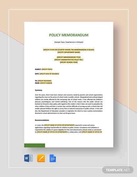 FREE 10+ Sample Policy Memos in MS Word | PDF | Google Docs