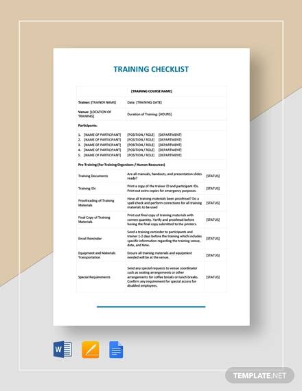 training checklist