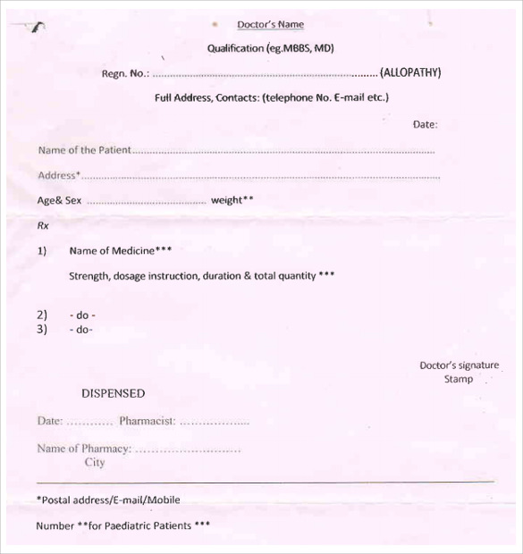 FREE 5 Doctor Prescription Templates In PDF