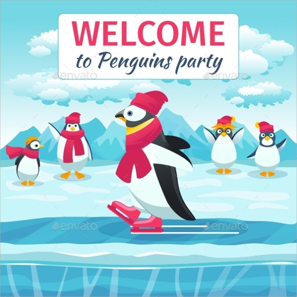 cartoon penguins skating template