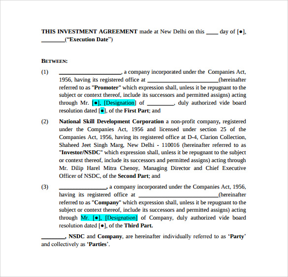 12 Sample Investment Contract Templates to Download 