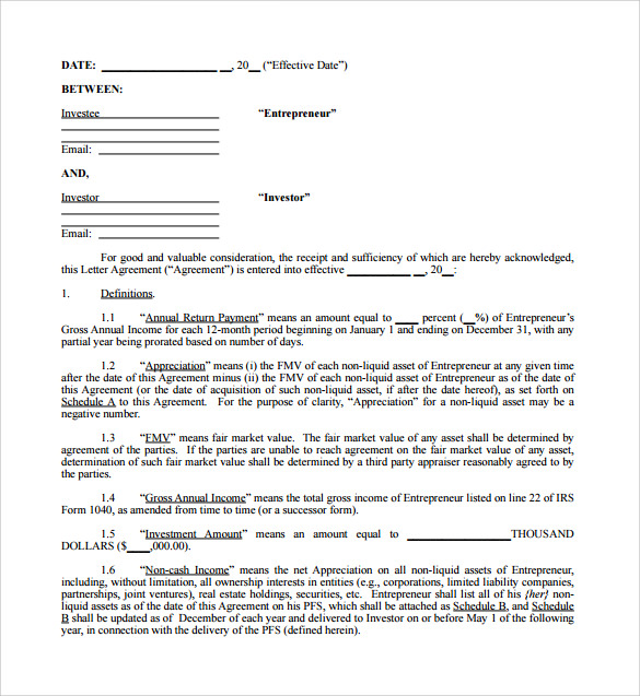 personal investment contract template