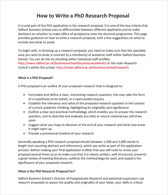 Sample research proposal on business