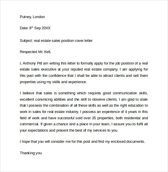 Sample Sales Cover Letter Template 9 Download Free Documents In