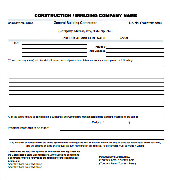 FREE 18+ Sample Contractor Proposals in Excel PDF MS Word Google