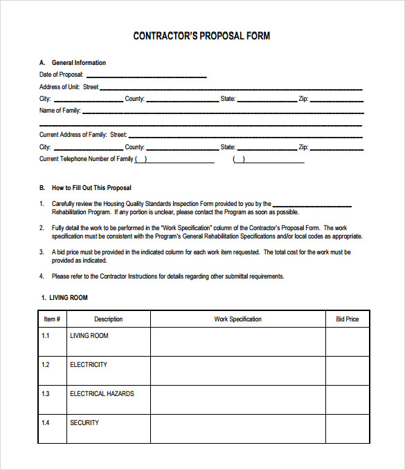 Free General Contractor Proposal Template