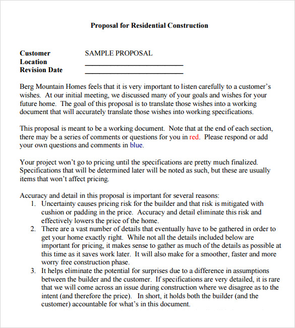 contractor proposal sample