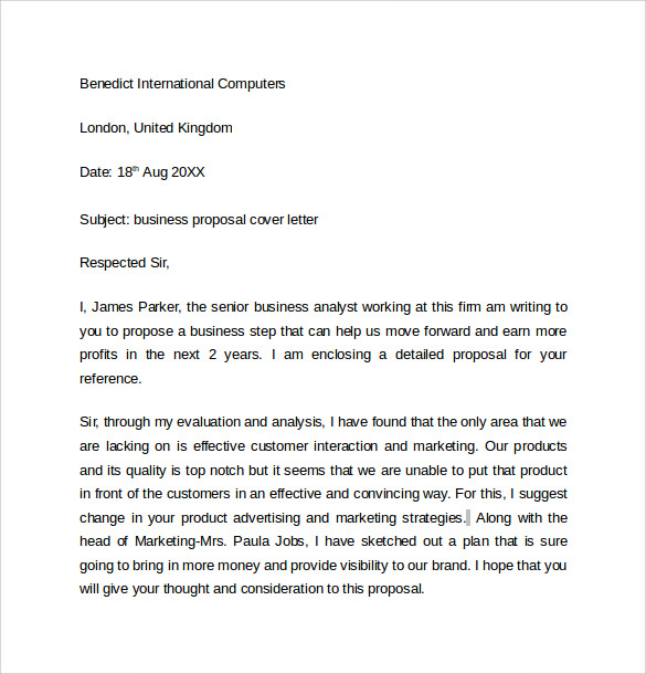 FREE 7 Sample Business Cover Letter Templates In PDF MS Word