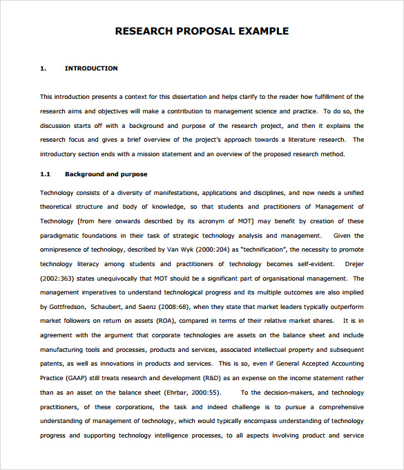 Sampels of research proposal