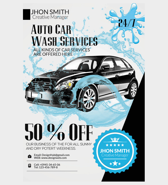 car wash service flyer template