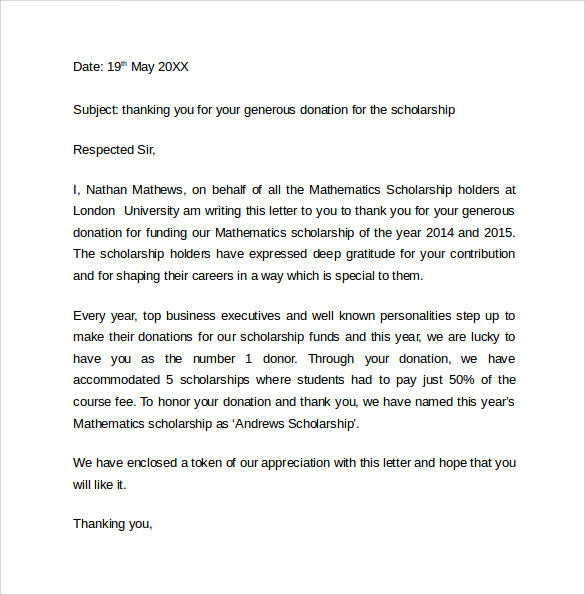 FREE 8 Sample Thank You Letter For Scholarship In PDF MS Word