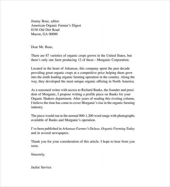 how to write a query letter for an article