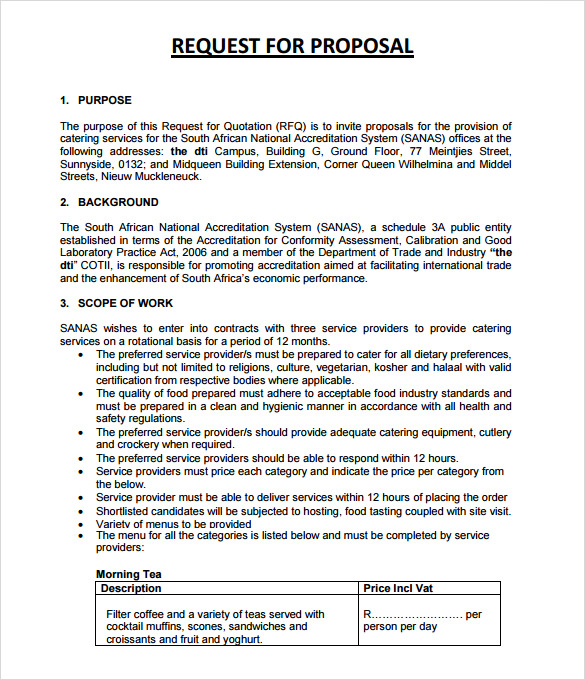 catering proposal template sample