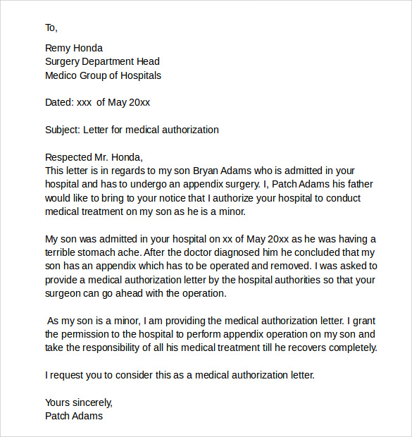 medical authorization letter
