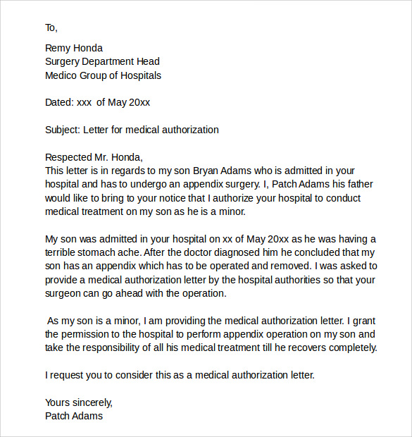 How Do I Write A Medical Authorization Letter