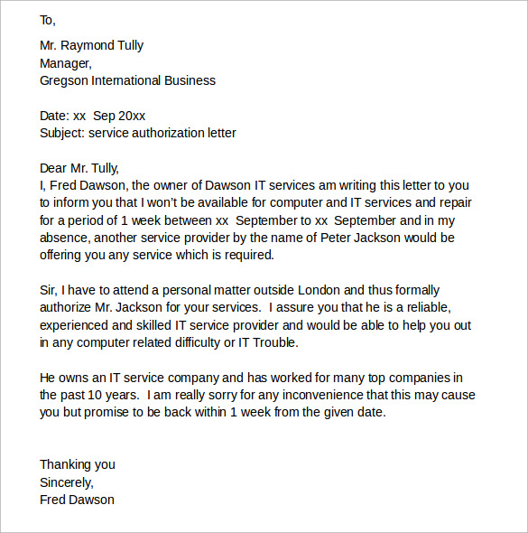 letter permission for format school Letters Letter 9 Free for of Download Authorization