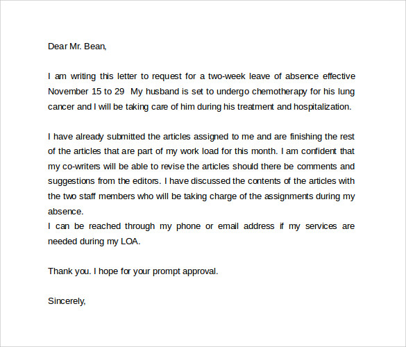 download leave of absence letter 