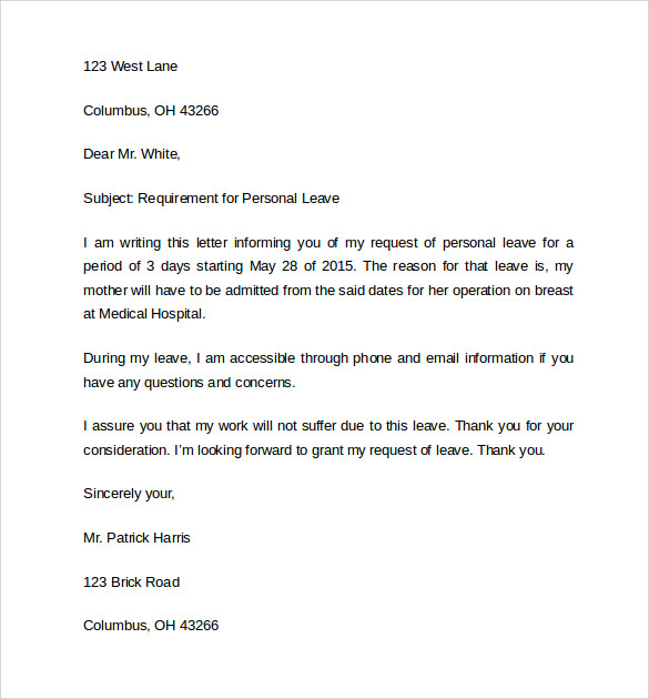 12 Leave Of Absence Letters Pdf Word