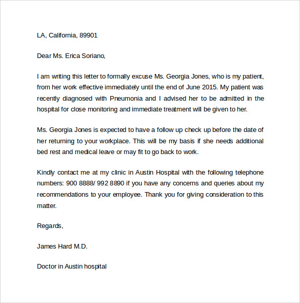 medical leave of absence letter from doctor