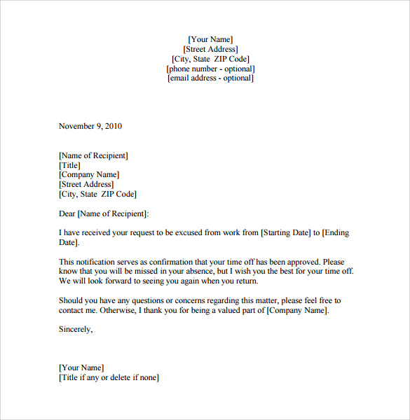 PDF Download Leave of Absence Letter