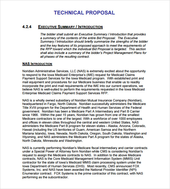 business proposal technical writing