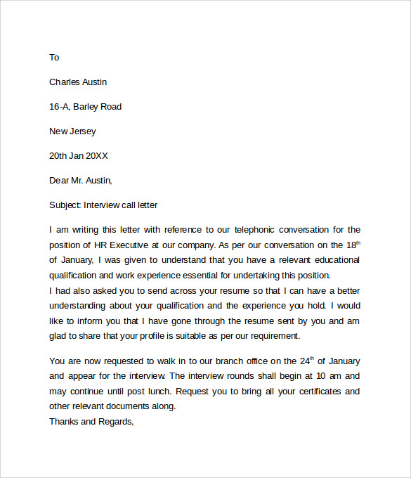 interview letter
