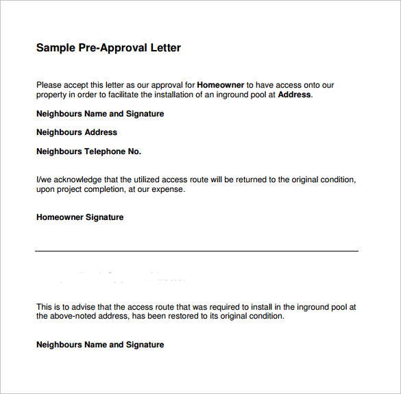 Sample PreApproval Letter  8+ Download Free Documents in Word , PDF