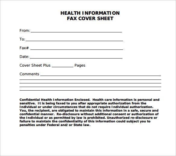 Free Fax Cover Sheet Template With Confidentiality Statement   Confidential Health Fax Cover Sheet 