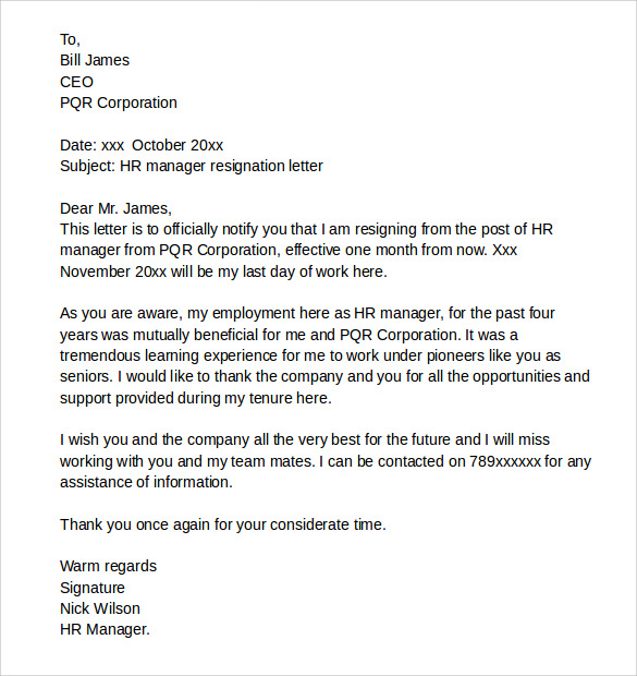 Sample Resignation Letter To Manager Ideas 2022