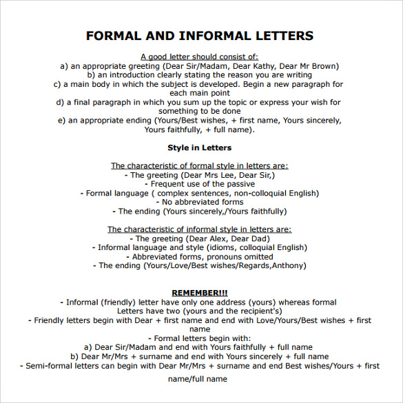 informal letter format