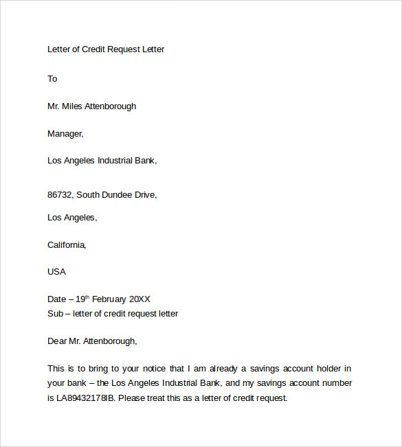 Sample Letter of Credit - 9+ Download Free Documents In Word