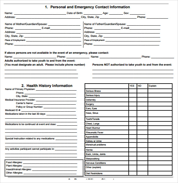 Free 6 Sample Bsa Medical Forms In Pdf Ms Word 6669