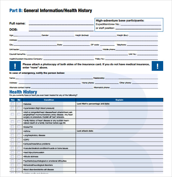 FREE 6 Sample BSA Medical Forms In PDF MS Word